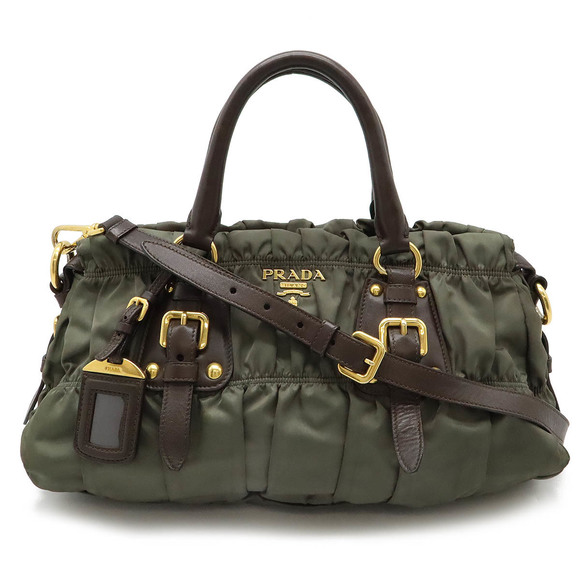 Prada Black Green Crossbody Khaki bag handbag nylon tote - Picture 1 of 9